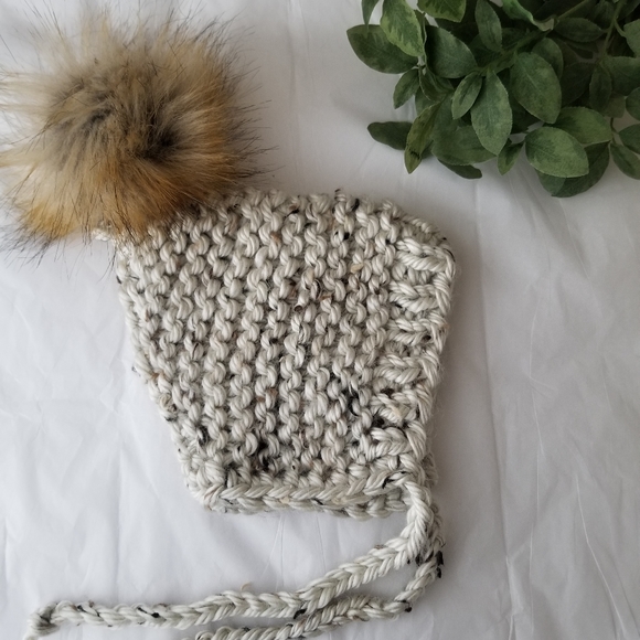 Knitted Chunky Baby Pixie Bonnet Hat - Picture 2 of 7